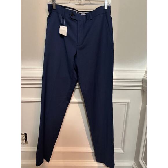 Original Penguin Dress Pants Flat Front Trousers Wool Blend Blue 30X32 New - Picture 1 of 7